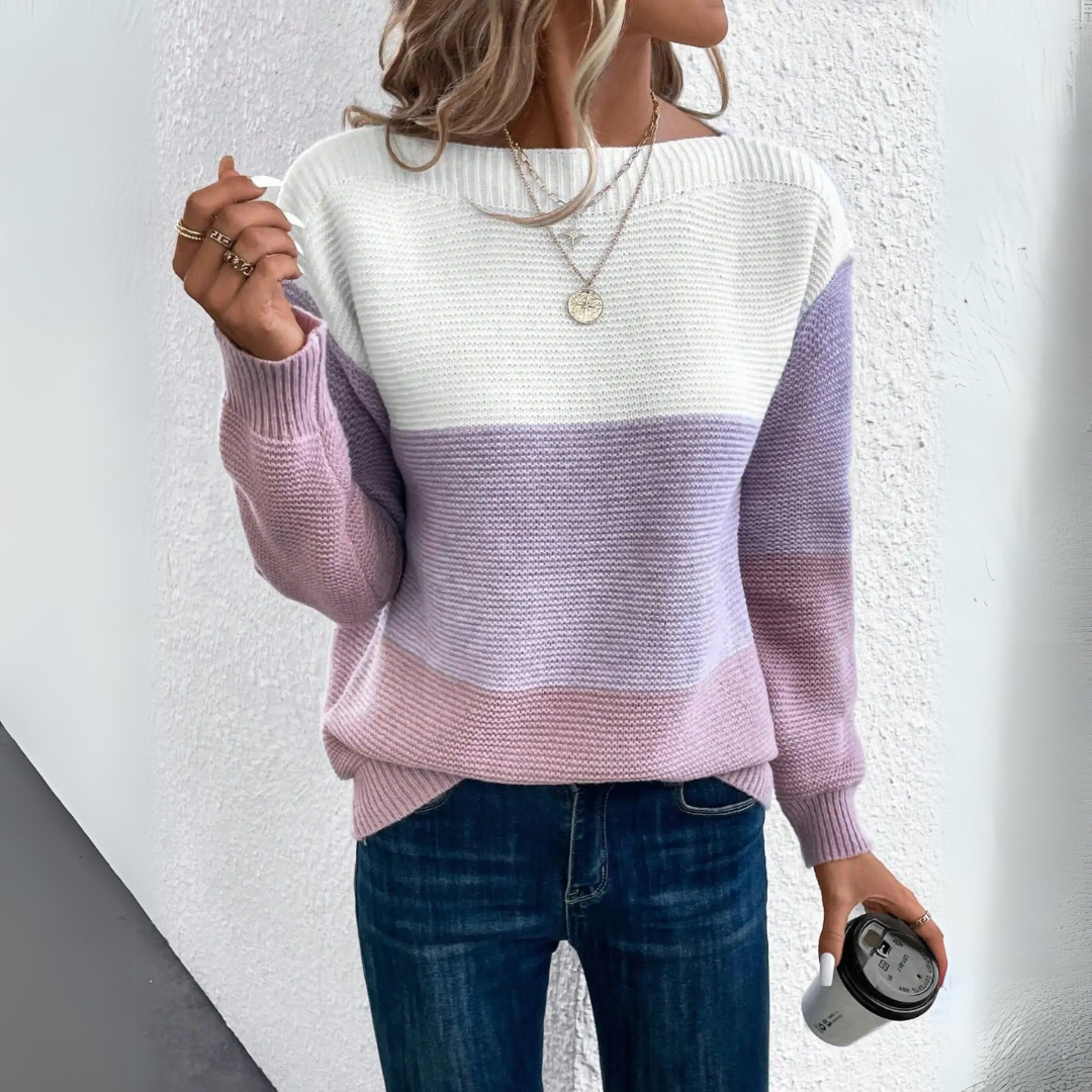 SARRA | Elegancki sweter patchworkowy
