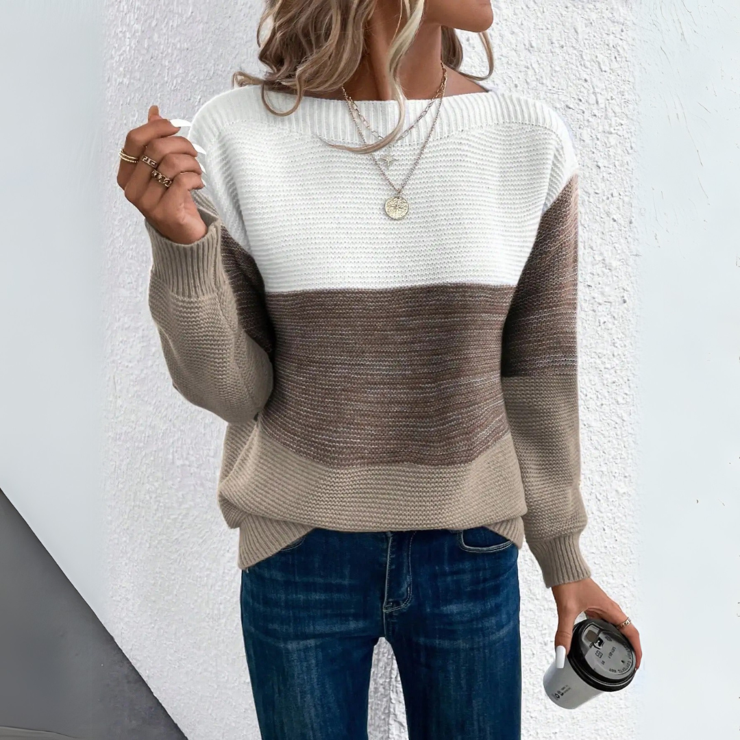SARRA | Elegancki sweter patchworkowy
