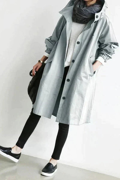 DORO | Oversized płaszcz trench z kapturem